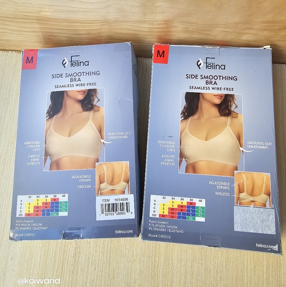 Felina Ladie's Side Smoothing Seamless Wire-Free Adjustable Bra Nude/Black - Picture 3 of 15